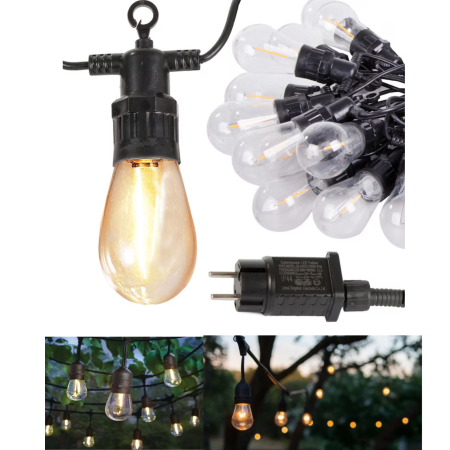Bricolaj & Gradina - Ghirlanda luminoasa exterior VarioShop®, pentru gradina, terasa si balcon, cu 20 LED-uri, 20 m, lumina alb cald