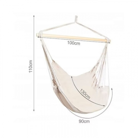 Hamac tip leagan suspendat pentru casa sau gradina VarioShop®, cu cadru din lemn, pentru interior/exterior, 130 x 100 cm, greutate maxima 150 kg, Crem [7]