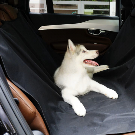 Husa bancheta auto VarioShop® pentru protectie si transport animale, caini si pisici, usor de utilizat si de curatat, antizgarieturi, impermeabila, universala, 144 x 144 cm, negru [18]