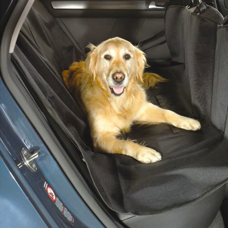 Husa bancheta auto VarioShop® pentru protectie si transport animale, caini si pisici, usor de utilizat si de curatat, antizgarieturi, impermeabila, universala, 144 x 144 cm, negru [9]