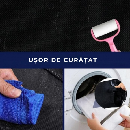 Husa bancheta auto VarioShop® pentru protectie si transport animale, caini si pisici, usor de utilizat si de curatat, antizgarieturi, impermeabila, universala, 144 x 144 cm, negru [7]