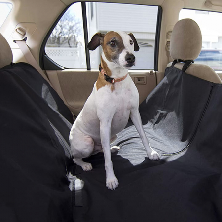 Husa bancheta auto VarioShop® pentru protectie si transport animale, caini si pisici, usor de utilizat si de curatat, antizgarieturi, impermeabila, universala, 144 x 144 cm, negru [3]