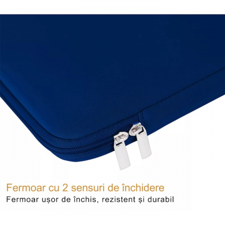 Husa de Protectie si Transport pentru Laptop VarioShop®, pana la 13 inch, cu Burete Antisoc, Rezistena la Apa, Compatibila cu Apple MacBook Air, MacBook Pro Touch, 34 x 1.7 x 25.5 cm, Albastru [3]