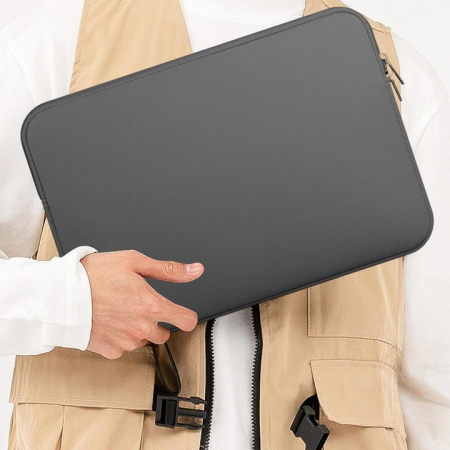 Husa de Protectie si Transport pentru Laptop VarioShop®, pana la 15.6 inch, cu Burete Antisoc, Rezistena la Apa, Compatibila cu Apple MacBook Air, MacBook Pro Touch, 42 x 1.5 x 30 cm, Gri [2]