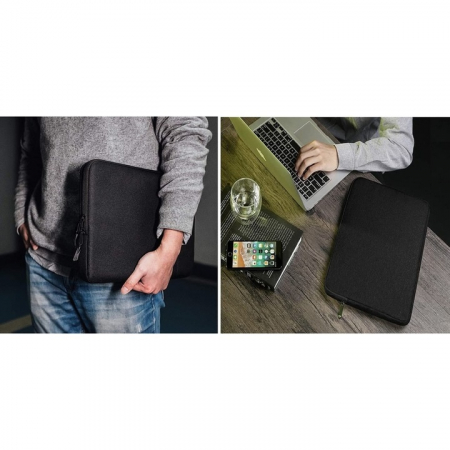 Husa de Protectie si Transport pentru Laptop VarioShop®, pana la 15.6 inch, cu Burete Antisoc, Rezistena la Apa, Compatibila cu Apple MacBook Air, MacBook Pro Touch, 38 x 1.5 x 29 cm, Negru [5]