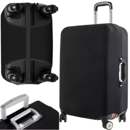 Husa de Valiza Elastica VarioShop®, Marime Medie M, Impermeabila, Rezistenta la Zgarieturi, Usor de Montat, Culoare Neagra
