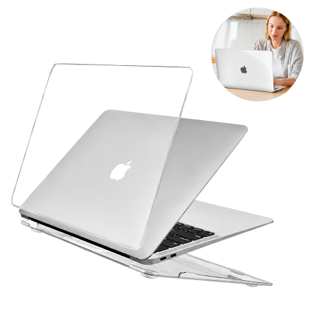 Huse, genti si carcase de protectie - Husa laptop MacBook Air 13.3 VarioShop®, protectie policarbonat, antizgariere, picioare antiderapante, transparenta
