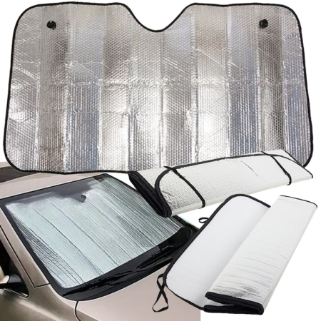 Parasolare auto - Husa parasolar auto universala reflectorizanta pentru parbriz VarioShop®, protectie solara vara si anti-inghet iarna, material rezistent impermeabil, grosime 4 mm, dimensiune 130 x 60 cm