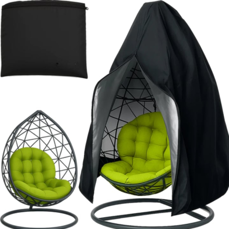 Bricolaj & Gradina - Husa pentru scaun de gradina VarioShop®, tip ou, impermeabila, rezistenta la UV, husa de depozitare, 168 × 115 cm, neagra