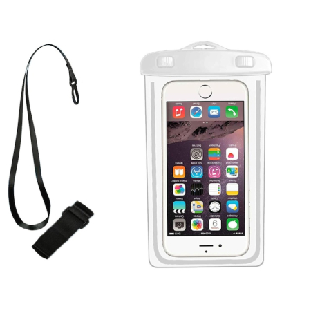 Alte accesorii telefoane - Husa telefon impermeabila universala VarioShop®, cu fereastra tactila dubla, sistem de siguranta, compatibila pana la 6.5", ideala pentru piscina, plaja, sporturi acvatice si drumetii, Alb