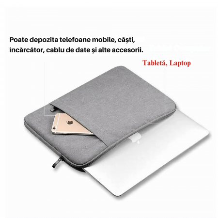 Husa Universala VarioShop®, pentru Laptop 15.6 inch, cu Burete Antisoc, Rezistena la Apa, Compatibila laptop Apple MacBook Air, MacBook Pro Touch Bar, Asus, Acer, Dell, Huawei, 40cm x 2cm x 30cm, Negr [6]