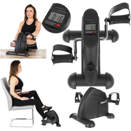 Accesorii medicale pentru recuperare si tratament - Bicicleta de reabilitare 2in1 VarioShop®, pentru brate si picioare, cu computer LCD, rezistenta reglabila si design compact, ideala pentru recuperare, intarirea musculaturii, Negru