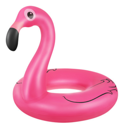 Colac gonflabil pentru plaja VarioShop®, model flamingo, 102 cm, PVC rezistent, suporta pana la 150 kg, roz