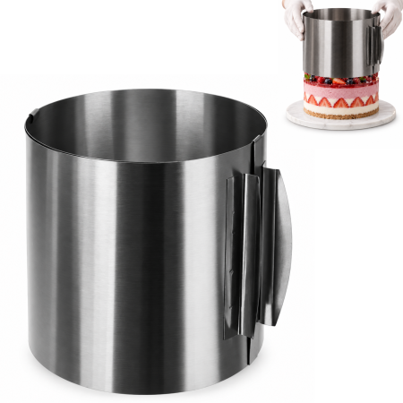 Ustensile - Inel reglabil pentru tort VarioShop®, din otel inoxidabil, diametru 16-30 cm, inaltime 15 cm, cleme de fixare, argintiu