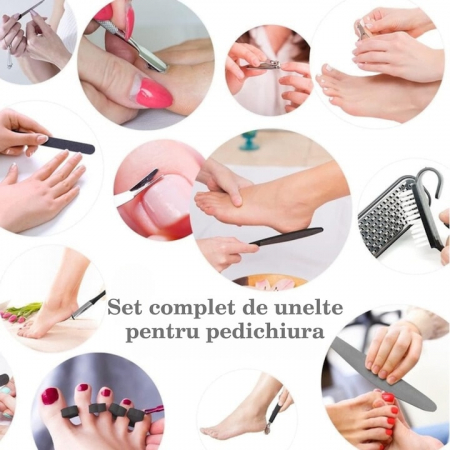 Instrumente profesionale pentru pedichiura medicala VarioShop®, Ideale pentru ingrijirea picioarelor si Indepartarea eficienta a calusurilor, Material durabil din otel inoxidabil, Set complet de 30 ac [15]