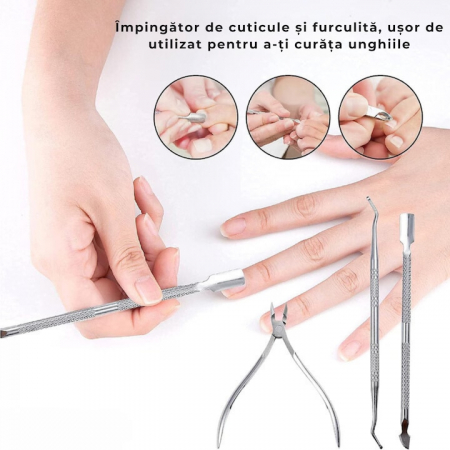 Instrumente profesionale pentru pedichiura medicala VarioShop®, Ideale pentru ingrijirea picioarelor si Indepartarea eficienta a calusurilor, Material durabil din otel inoxidabil, Set complet de 30 ac [12]