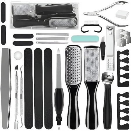 Ingrijire personala & Cosmetice - Instrumente profesionale pentru pedichiura medicala VarioShop®, Ideale pentru ingrijirea picioarelor si Indepartarea eficienta a calusurilor, Material durabil din otel inoxidabil, Set complet de 30 ac