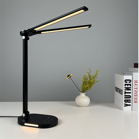 Lampa de birou LED VarioShop®, inaltime reglabila, 3 moduri de iluminare, 10 nivele de intensitate, protectie ochi, pentru banc de lucru, lectura, relaxare, Negru [5]
