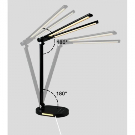 Lampa de birou LED VarioShop®, inaltime reglabila, 3 moduri de iluminare, 10 nivele de intensitate, protectie ochi, pentru banc de lucru, lectura, relaxare, Negru [8]