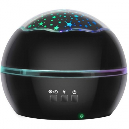 Lampa de veghe pentru copii VarioShop®, Proiector cu Stele si Luna / Viata Marina, Ideal pentru Somn, Camera Copilului, 2 Filtre Detasabile, 12 x 12 x 10 cm, Negru [3]