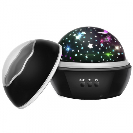 Lampa de veghe pentru copii VarioShop®, Proiector cu Stele si Luna / Viata Marina, Ideal pentru Somn, Camera Copilului, 2 Filtre Detasabile, 12 x 12 x 10 cm, Negru [7]