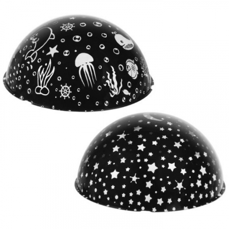Lampa de veghe pentru copii VarioShop®, Proiector cu Stele si Luna / Viata Marina, Ideal pentru Somn, Camera Copilului, 2 Filtre Detasabile, 12 x 12 x 10 cm, Negru [9]