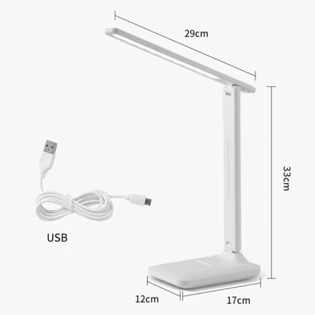 Lampa LED pentru birou VarioShop®, 3 Niveluri de reglare a luminozitatii, Design pliabil si ajustabil, Control tactil, Alimentare USB, Cap rotativ 180°, Ideala pentru birou, dormitor sau living, Culoa [11]