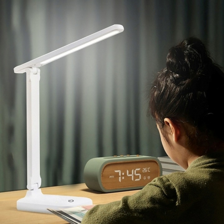 Lampa LED pentru birou VarioShop®, 3 Niveluri de reglare a luminozitatii, Design pliabil si ajustabil, Control tactil, Alimentare USB, Cap rotativ 180°, Ideala pentru birou, dormitor sau living, Culoa [14]
