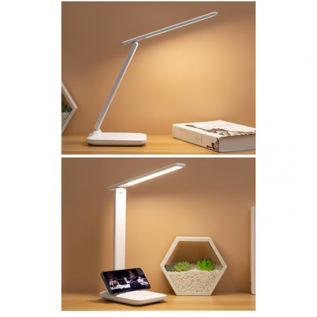Lampa LED pentru birou VarioShop®, 3 Niveluri de reglare a luminozitatii, Design pliabil si ajustabil, Control tactil, Alimentare USB, Cap rotativ 180°, Ideala pentru birou, dormitor sau living, Culoa [13]