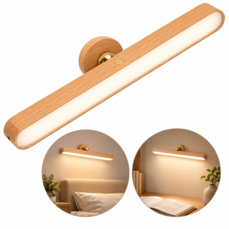 Casa & Bucatarie - Lampa LED portabila fara fir VarioShop®, cu fixare magnetica pe perete, ideala pentru citit, dormitor, hol si dulap, lumina reglabila tactil, rotire 360°, acumulator 1000 mAh, incarcare USB-C, maro