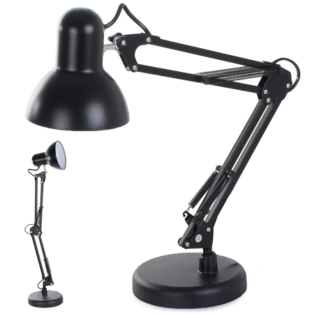 Bricolaj & Gradina - Lampa profesionala pentru birou VarioShop®, design modern, E27, 40W, din metal, cu brat oscilant, reglabila, Negru