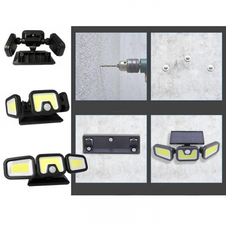 Lampa Solara 103 COB LED VarioShop®, Senzor de Lumina, Senzor de Miscare, 3 Moduri de Iluminare, Telecomanda cu Functii Multiple, Putere 120 W, Clasa A, IP67 Wateproof, Negru [6]