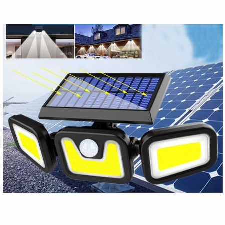 Lampa Solara 103 COB LED VarioShop®, Senzor de Lumina, Senzor de Miscare, 3 Moduri de Iluminare, Telecomanda cu Functii Multiple, Putere 120 W, Clasa A, IP67 Wateproof, Negru [2]