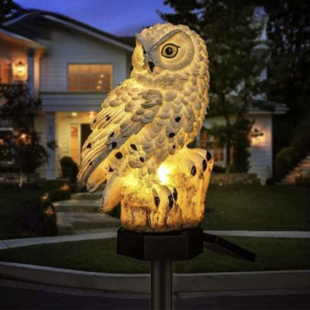 Bricolaj & Gradina - Lampa solara bufnita VarioShop®, lumina calda, senzor amurg, IP44, panou reglabil, 44 cm, ideala pentru gradina