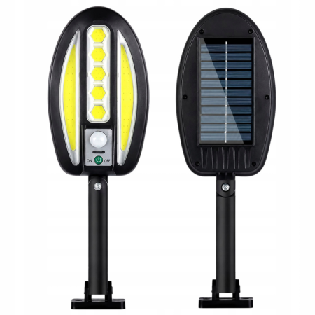 Lampi solare si Ghirlande - Lampa solara de exterior VarioShop®, cu senzor de miscare, LED COB, baterie 3000 mAh, montare pe perete, pentru garaj, poarta, terasa si alee, negru