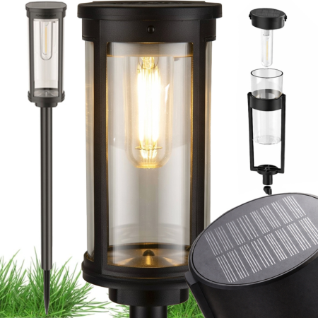 Bricolaj & Gradina - Lampa solara de gradina VarioShop®, cu LED, lumina calda, pornire automata, IP65, 57 cm, pentru gradina, alee si terasa