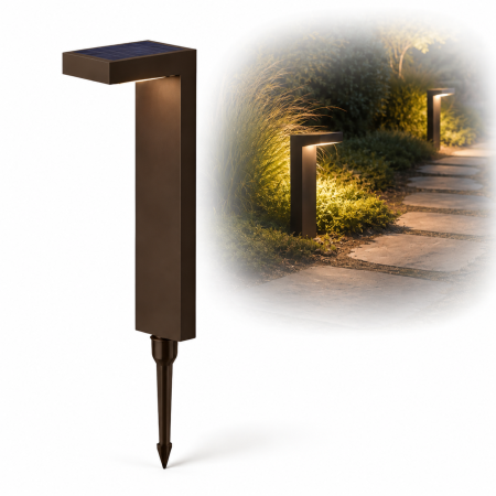 Bricolaj & Gradina - Set 2 lampi solare VarioShop®, pentru gradina, alei si terasa, cu senzor de amurg, LED 3000K, 55 cm, maro