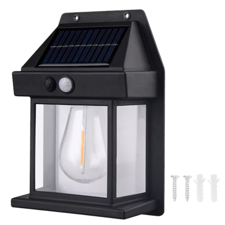 Lampi solare - Lampa solara de perete VarioShop® pentru exterior, LED E27, senzor amurg, impermeabila, 11x17x6 cm, negru