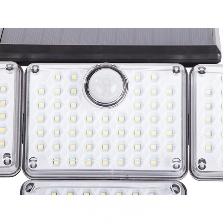 Lampa solara LED de exterior VarioShop ®, Senzor de Miscare de Pana la 5 metri, Telecomanda si 4 Moduri de Functionare Diferite, 181 LED-uri, Impermeabilitate IP65, Unghi Reglabil, Neagra [14]