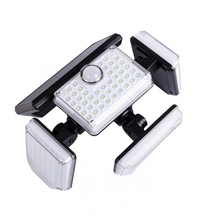 Lampa solara LED de exterior VarioShop ®, Senzor de Miscare de Pana la 5 metri, Telecomanda si 4 Moduri de Functionare Diferite, 181 LED-uri, Impermeabilitate IP65, Unghi Reglabil, Neagra [15]
