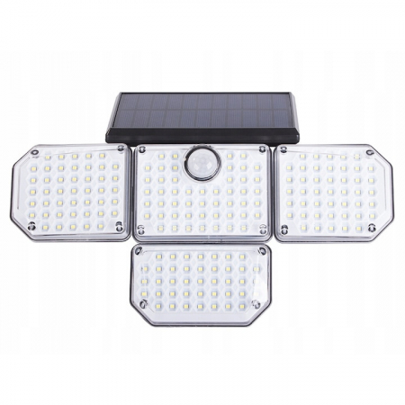 Lampa solara LED de exterior VarioShop ®, Senzor de Miscare de Pana la 5 metri, Telecomanda si 4 Moduri de Functionare Diferite, 181 LED-uri, Impermeabilitate IP65, Unghi Reglabil, Neagra [19]