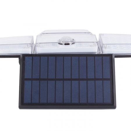 Lampa solara LED de exterior VarioShop ®, Senzor de Miscare de Pana la 5 metri, Telecomanda si 4 Moduri de Functionare Diferite, 181 LED-uri, Impermeabilitate IP65, Unghi Reglabil, Neagra [11]