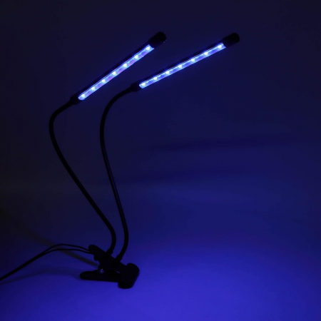 Lampa UV pentru cresterea plantelor pentru interior cu 2 brate reglabile VarioShop®, lumina LED, 3 moduri, 9 trepte intensitate, cu temporizator, mod de prindere: cleste, alimentare priza, Negru [20]