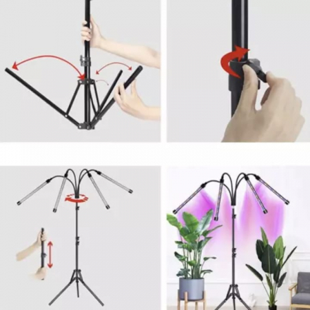 Lampa UV pentru cresterea plantelor pentru interior cu 4 brate reglabile VarioShop®, lumina LED, 3 Moduri, 9 trepte intensitate, cu temporizator, cu trepied reglabil pe inaltime, alimentare priza si U [13]