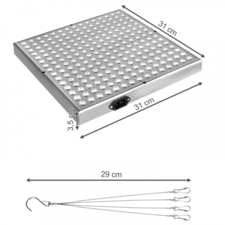Lampa UV pentru Cresterea Plantelor pentru Interior VarioShop®, Stil Panou cu 225 de LED-uri, 36 W, Sistem de Montare, 31 x 31 x 3.5 cm, Argintiu [12]