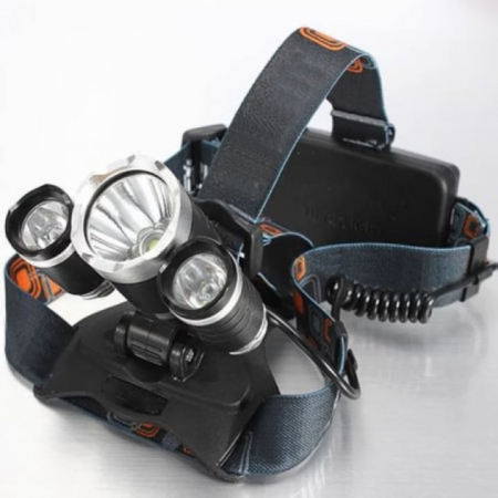 Lanterna de cap LED VarioShop®, 4 moduri de lumina, cu acumulatori si zoom, ajustat vertical cu 90°, rezistenta la apa, pentru drumetii, biciclisti, uz casnic, din aluminiu, Negru [10]