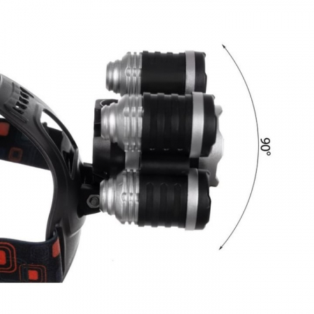 Lanterna de cap LED VarioShop®, 4 moduri de lumina, cu acumulatori si zoom, ajustat vertical cu 90°, rezistenta la apa, pentru drumetii, biciclisti, uz casnic, din aluminiu, Negru [15]