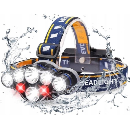 Lanterne - Lanterna frontala LED cu 7 surse de lumina VarioShop®, baterii reincarcabile 5800 mAh, raza lunga, rezistenta sporita, ideala pentru drumetii, camping, pescuit, lucru, ciclism sau situatii de urgenta