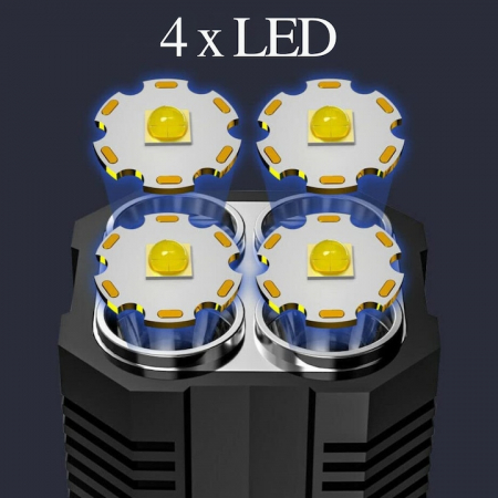 Lanterna LED Portabila VarioShop®, 4 Moduri De Iluminare, Impermeabilitate IPX4, Indicator Nivel Baterie, Distanta Lumina 300 m, Incarcare Rapida, 14.5 x 6 x 5.5 cm, Negru [5]