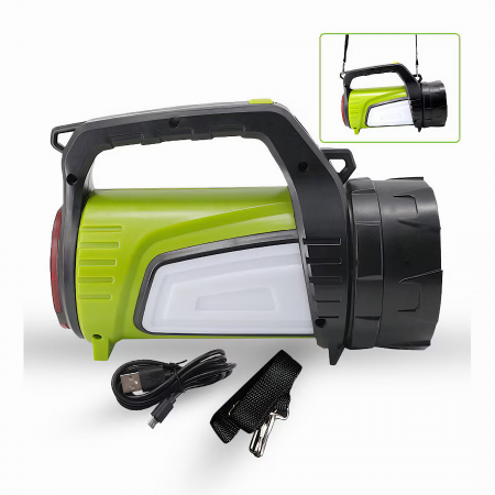 Lanterna LED Reincarcabila VarioShop® - 3 Surse de Lumina, 10 Module de Lumina, 8-20h Autonomie, Acumulator Extern 8000 mAh, Curea Umar 95 cm, Baterie 4500 mAh, Incarcare MicroUSB, Diametru 10 cm, Dim [15]